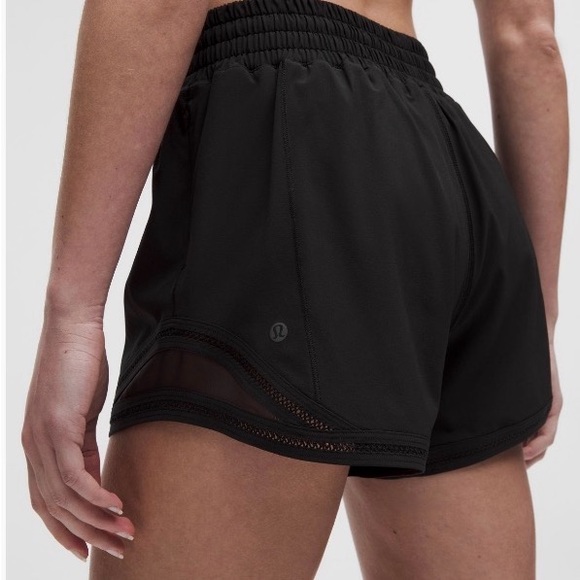 lululemon athletica Pants - Lululemon hotty hot high rise 4” lace trim short - black